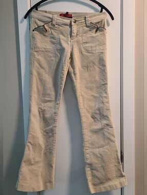OK! Jeans  Y2K Cream Corduroy Low-Rise Flares ✨